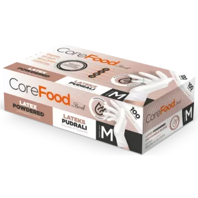 Bimel Corefood Lateks Muayene Eldiveni Pudralı 1 PAKET  100 Adet Bimel Corefood Lateks Muayene Eldiveni Pudralı 1 PAKET  100 Adet