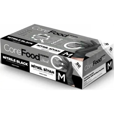 Bimel Corefood Power Tırtıklı Siyah Nitril Eldiven 1 PAKET 50 ADET Bimel Corefood Power Tırtıklı Siyah Nitril Eldiven 1 PAKET 50 ADET