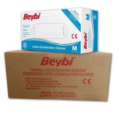 BEYBİ Lateks Pudralı Eldiven - 20 Adet - 1 Koli BEYBİ Lateks Pudralı Eldiven - 20 Adet - 1 Koli
