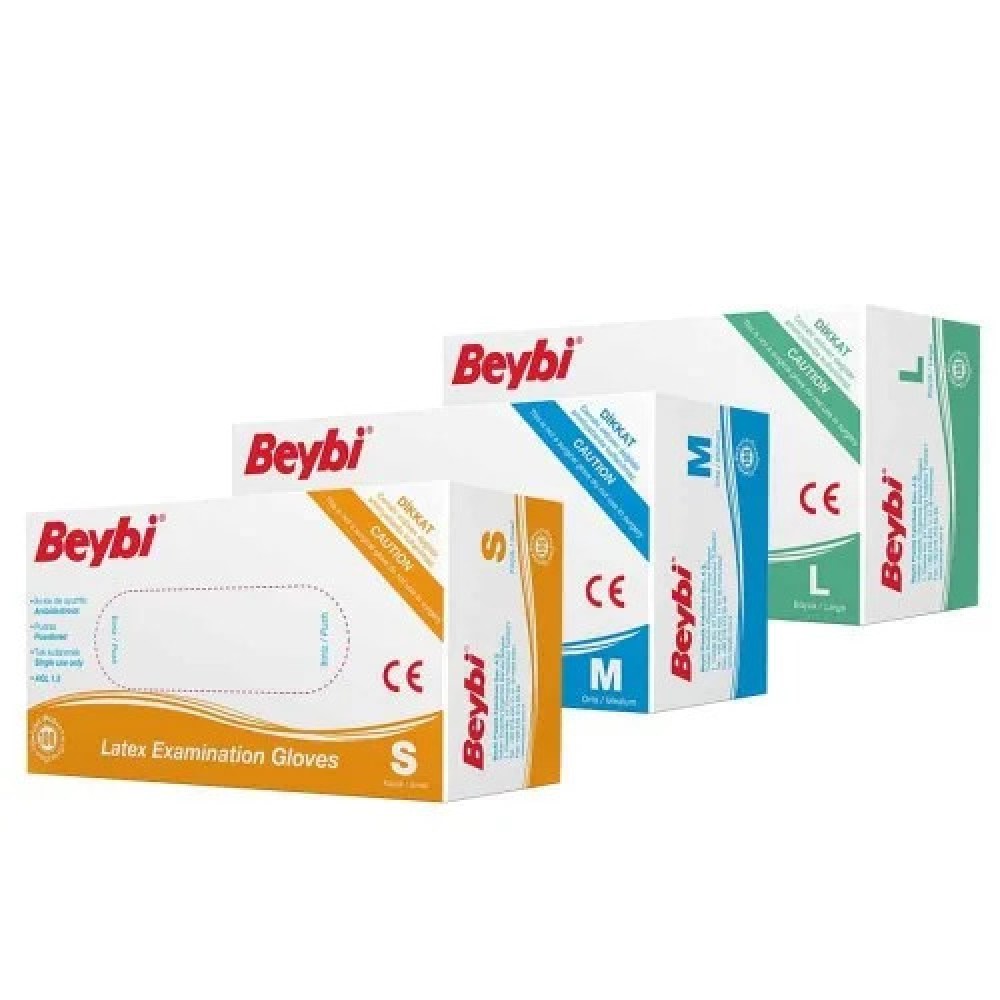 BEYBİ Lateks Pudralı Eldiven - 20 Adet - 1 Koli