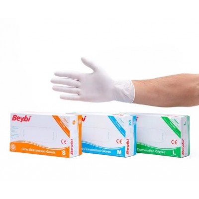 Beybi Lateks Muayene Eldiveni Pudralı 1 Paket (100 Adet) Beybi Lateks Muayene Eldiveni Pudralı 1 Paket (100 Adet)