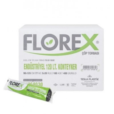 Florex Çöp Torbası 120 Litre Konteyner Boy 90 cm x 125 cm 1 Koli Florex Çöp Torbası 120 Litre Konteyner Boy 90 cm x 125 cm 1 Koli