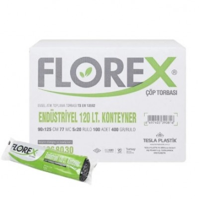 Florex Çöp Torbası 120 Litre Konteyner Boy 90 cm x 125 cm 1 Koli Florex Çöp Torbası 120 Litre Konteyner Boy 90 cm x 125 cm 1 Koli